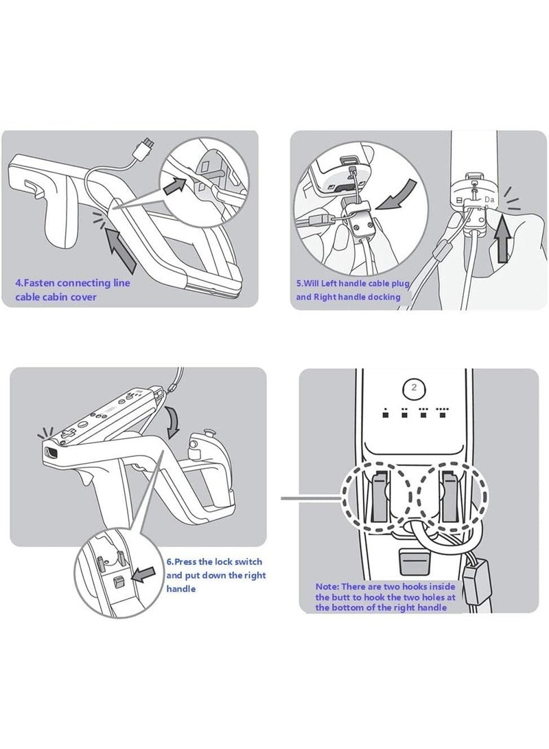 سونسر ملحق مسدس ضوئي لجهاز Wii Remote، عبوة من 2 قطع من Zapper الأبيض لجهاز Nintendo Wii/Wii U، جهاز تحكم لألعاب الرماية - Image 5