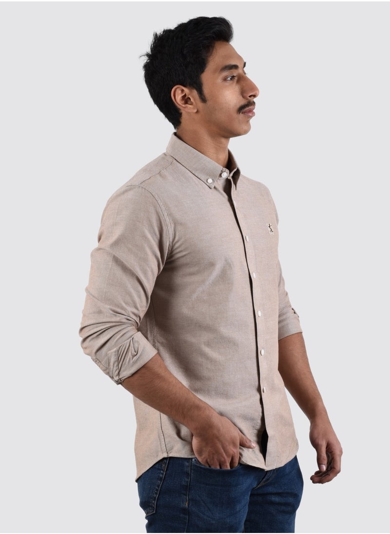 GIORDANO - Men's Lion Oxford Shirt - Khaki - Image 1