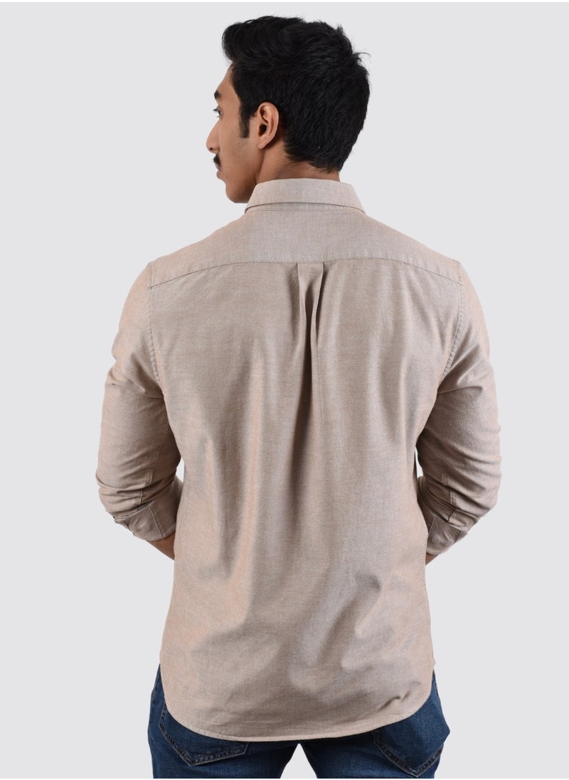 GIORDANO - Men's Lion Oxford Shirt - Khaki - Image 1
