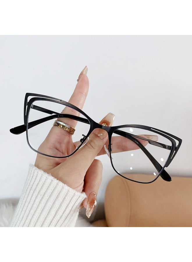 Fashionable New Metal Hollow-out Frame Blue Light Blocking Photochromic Glasses Trendy Premium Eyeglass Frames Plain Lenses - Image 1