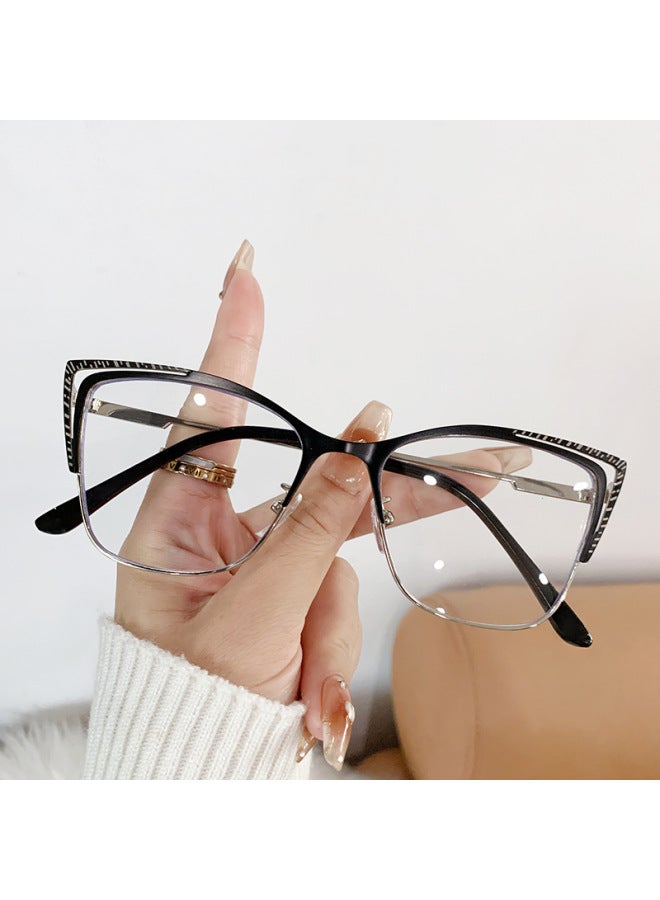 Fashionable New Metal Hollow-out Frame Blue Light Blocking Photochromic Glasses Trendy Premium Eyeglass Frames Plain Lenses - Image 3