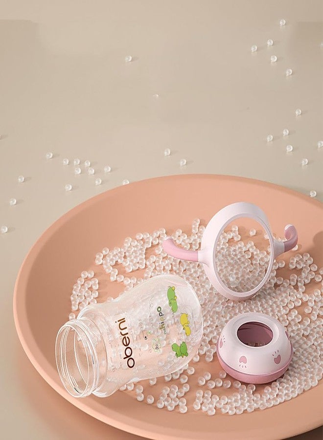 Oberni Toddler Milk Bottle 330ml/11oz, Anti-Colic Baby Bottle with Fast Variable Flow Nipple for 12 Months, Weigthed Straw, Non-Slip Handle, Pink/1Pack - Image 4