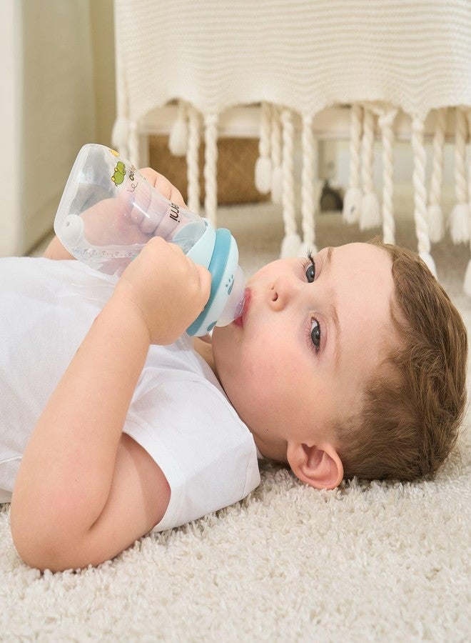 Oberni Toddler Milk Bottle 330ml/11oz, Anti-Colic Baby Bottle with Fast Variable Flow Nipple for 12 Months, Weigthed Straw, Non-Slip Handle, Pink/1Pack - Image 5