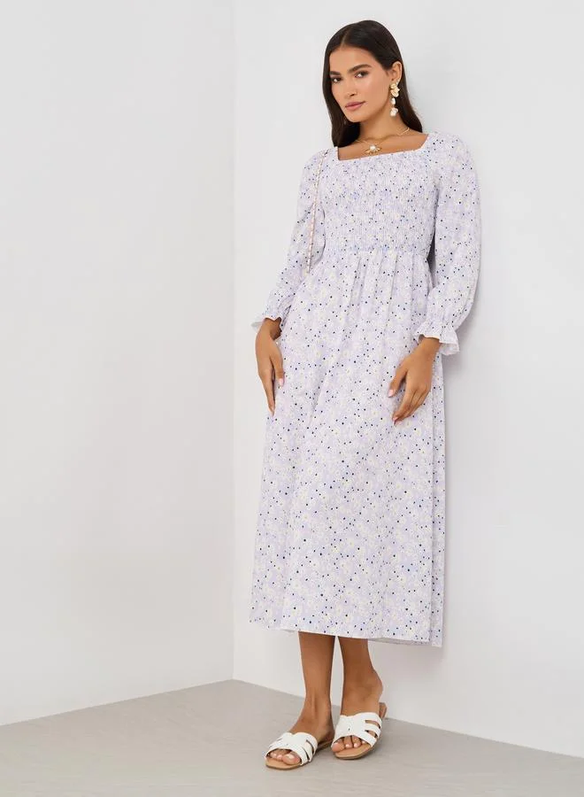 Take Two Floral Print Midi Dress