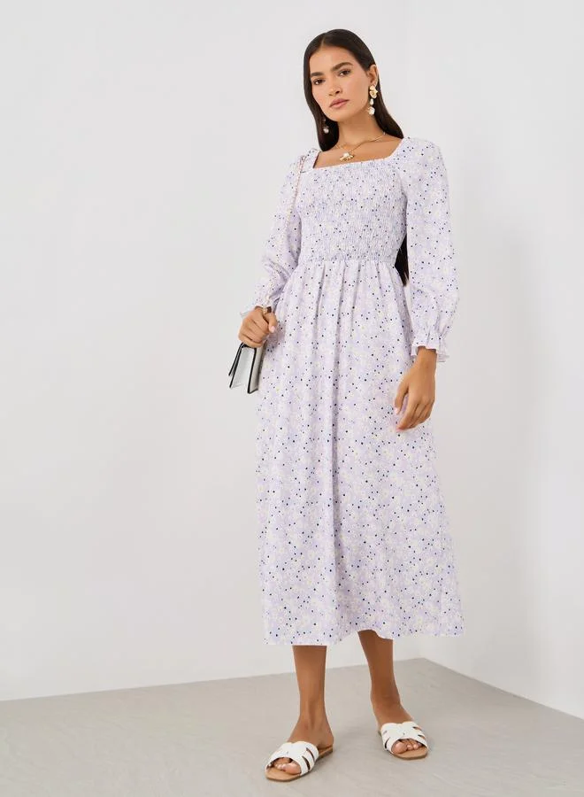 Take Two Floral Print Midi Dress