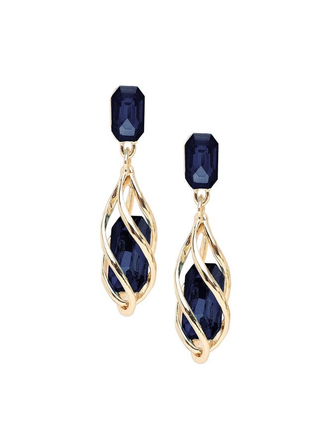 SOHI Gold Plated Blue Stone Contemporary Drop Earring For Women and girls, Fashion Accessories, jewellery for women, drop earrings, artificial earrings for women, Push Closure (6433) - Image 1
