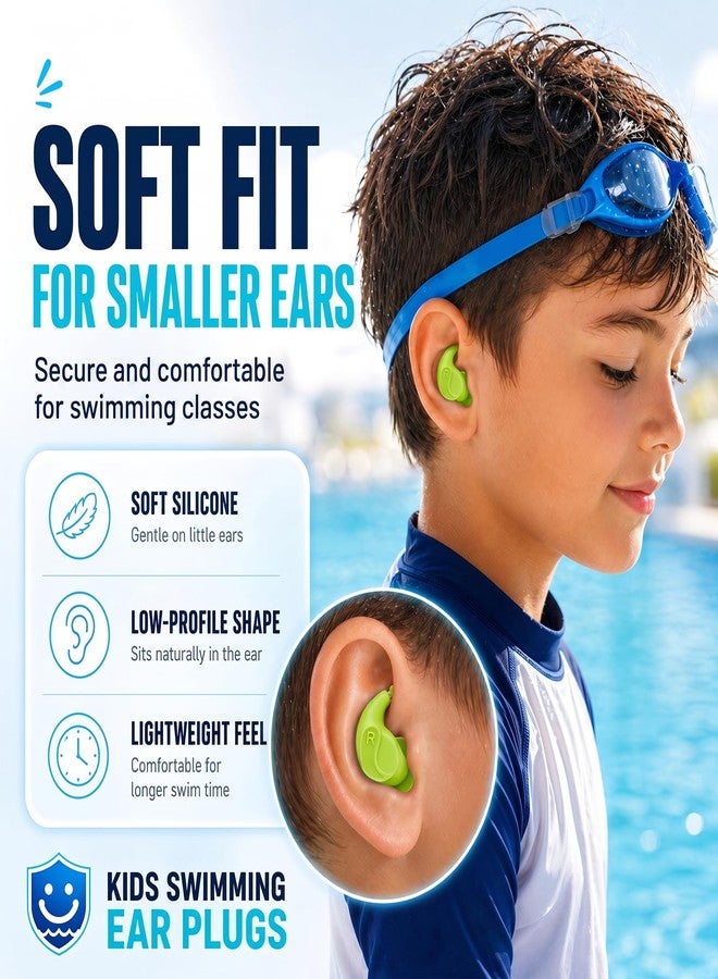 QQJOYCCI Kids Swim Ear Plugs - 4 Pairs Waterproof Silicone Earplugs for Children 5-14 Years with Detachable Cord, 2 Wearing Styles, Attaches to Goggles, Reusable Ear Protection for Pool, Swimming Lessons - Image 4