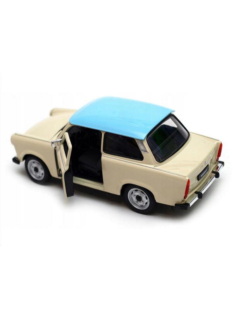 ويلي نموذج سيارة مصبوب بمقياس 1:24 - سيارة ترابانت 601 كلاسيكية بسقف أزرق - مركبة لعبة قابلة للتجميع للأطفال والكبار. - Image 3