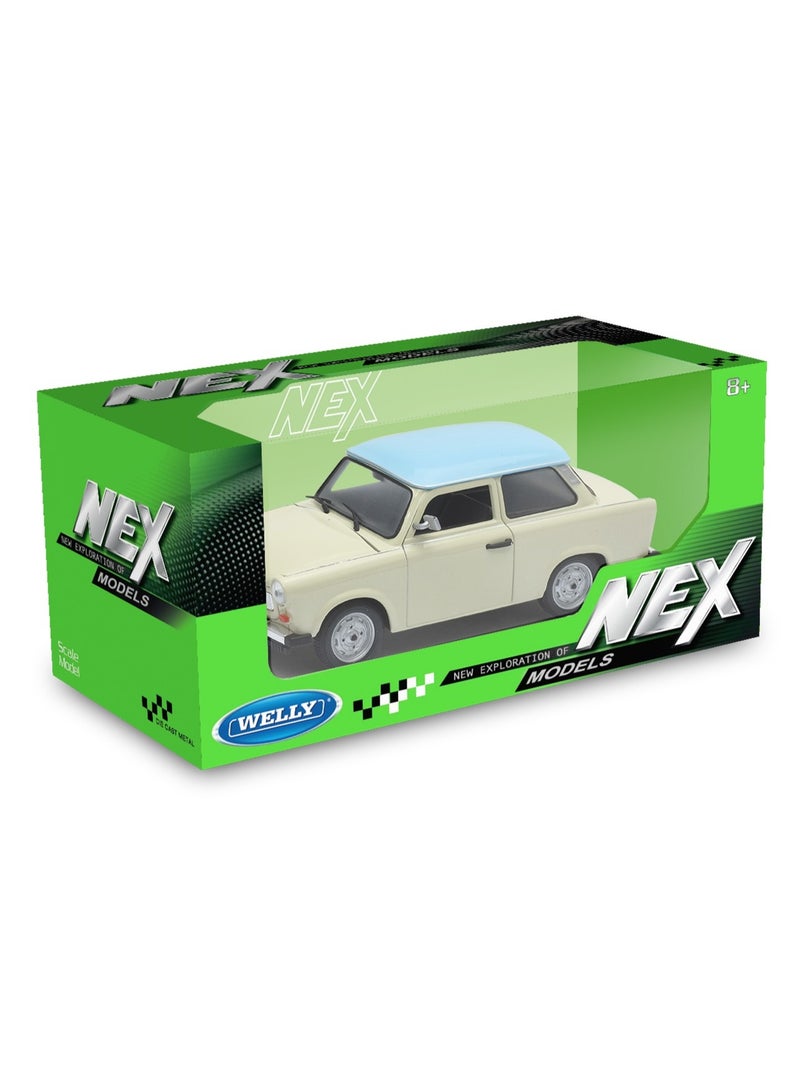 ويلي نموذج سيارة مصبوب بمقياس 1:24 - سيارة ترابانت 601 كلاسيكية بسقف أزرق - مركبة لعبة قابلة للتجميع للأطفال والكبار. - Image 5