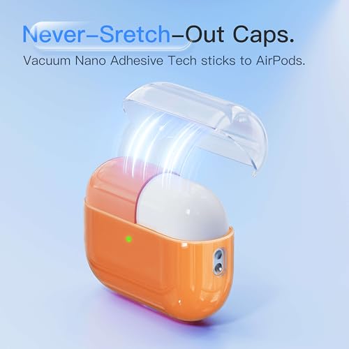 DamonLight Case for AirPods Pro 2 Never-Sretch-Out DamonLight Shock-Proof Protective Semi Hard Silicone Case Compatible with Apple Airpods Pro 2nd Generation (Orange) - Image 3