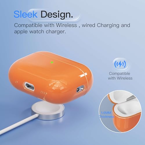 DamonLight Case for AirPods Pro 2 Never-Sretch-Out DamonLight Shock-Proof Protective Semi Hard Silicone Case Compatible with Apple Airpods Pro 2nd Generation (Orange) - Image 5