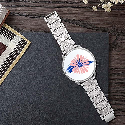 Mosonio Compatible with Samsung Galaxy Watch FE 2024 40mm/ Galaxy Watch 5 Band / Samsung Galaxy Watch 4 Band , 20 mm Silver Bling Galaxy Watch Band with 40 mm Cover Case, Jewelry Metal Wristband for Women（Silver,40 mm） - Image 3