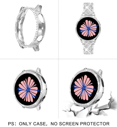 Mosonio Compatible with Samsung Galaxy Watch FE 2024 40mm/ Galaxy Watch 5 Band / Samsung Galaxy Watch 4 Band , 20 mm Silver Bling Galaxy Watch Band with 40 mm Cover Case, Jewelry Metal Wristband for Women（Silver,40 mm） - Image 5