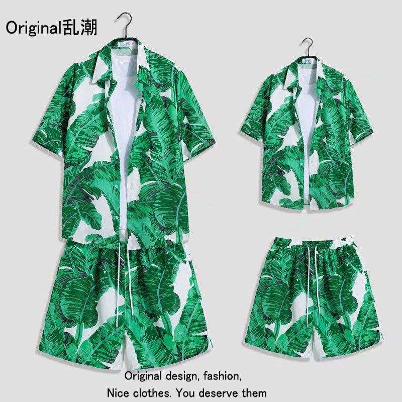 Mens Summer Short Sleeve Floral Shirt Set with Loose Fit Beach Shorts - Image 5