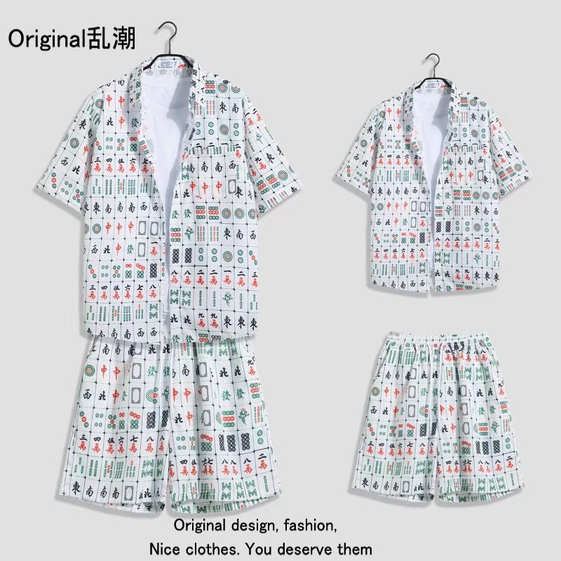Mens Summer Short Sleeve Floral Shirt Set with Loose Fit Beach Shorts - Image 3