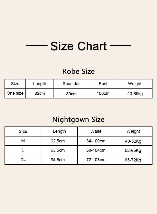 2-Piece Set of Women Pajamas with V-Neck Design Women Home Wear Set Same Color Outer Robe and Lace Element Nightgown - Image 3