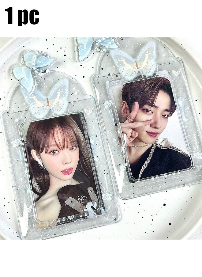 HY A Set Kpop Photocard Holder with Butterfly Keychain Y2K PhotoCard Holder Kpop Charm Holders Kawaii Photo Card Keychain ID Bus Card Holders Kawaii Kpop Accessories  - Image 1