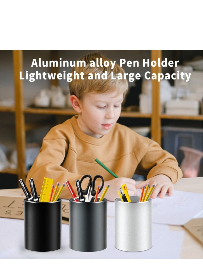 SYOSI Pen Holder for Desk, Pencil cup Pen Organizer for Desk Metal Pencil Holder Pen Cup and Storage Box for Office, School, Home, and Kids Non-slip silicone bottom 3.93 * 3.14inch(Black) - Image 3