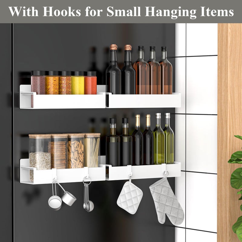 HuggieGems 4 Pack Magnetic Spice Rack Organizer for Refrigerator and Oven, White Fridge Organizers and Storage for Kitchen - Image 2