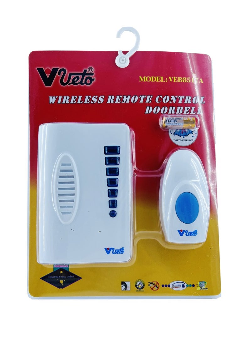 Veto Wireless Doorbell Set, Villa Doorbell With 1 Call Button & 1 Receiver, Waterproof Wireless Doorbell Adjustable Volume, Home Door Bell With Sound - Image 1