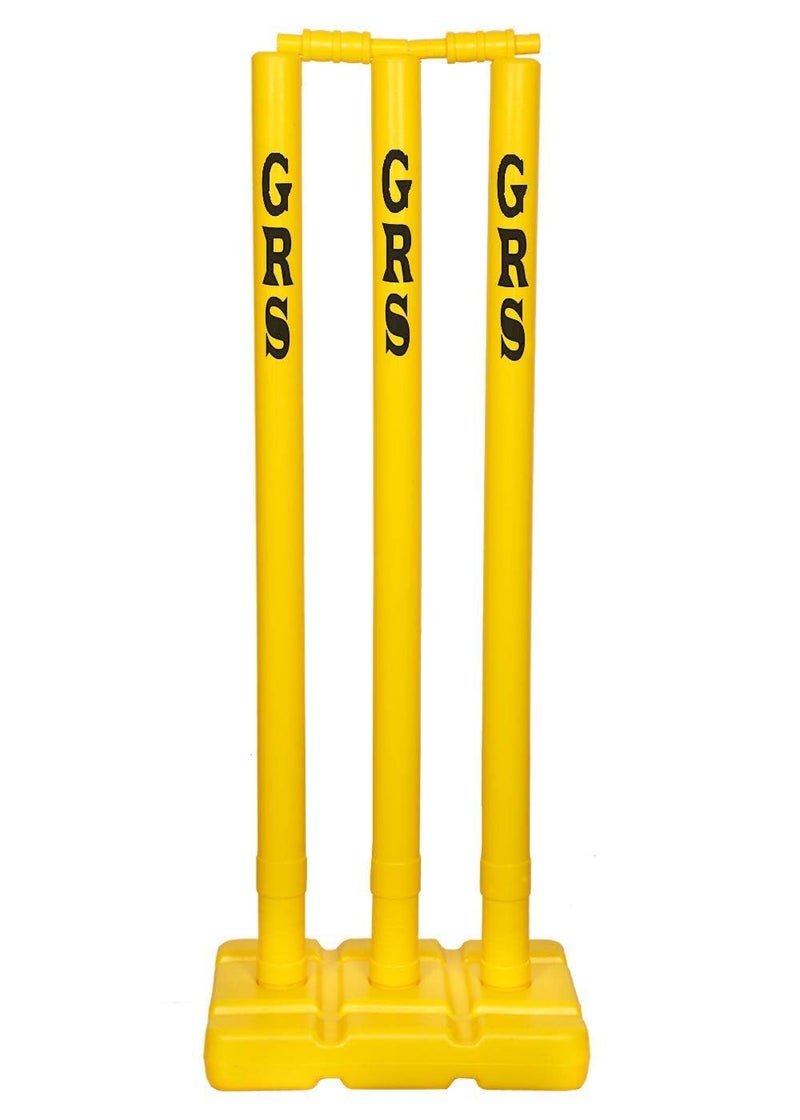 Grès GRS Heavy Plastic Wicket - Set of 2 (6 Wicket, 4 Bails (Gulli), 2 Base and Attractive Bag -Yellow - Image 2