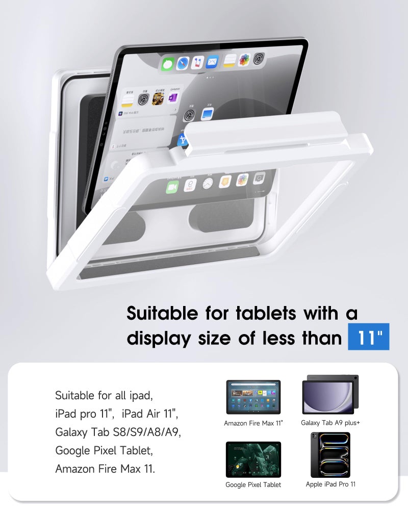 Mistriddle Shower iPad Holder Waterproof with 480Â° Rotation Retractable Adjustable, Wall Mount Up to 11", Shower Tablet Holder for Bathroom Bathtub, 2 Adhesive, Fit for iPad, iPad Pro 11 (White) - Image 5