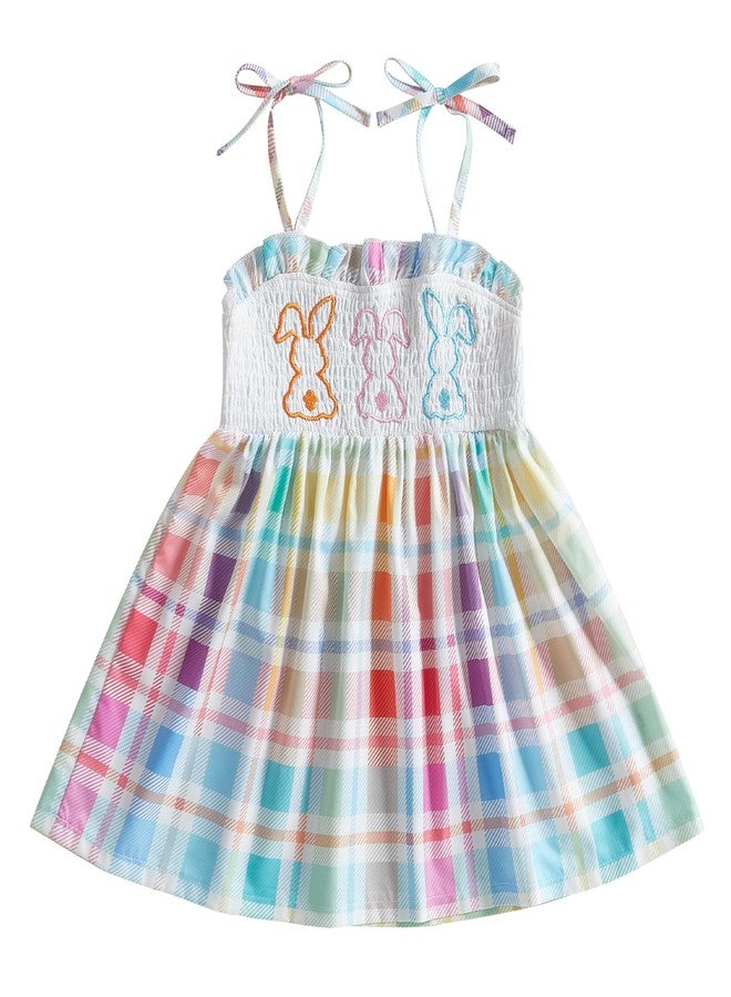 Socutebabe فستان عيد الفصح للأطفال الصغار، بدون أكمام، مزين بتطريز أرنب، طقم ملابس صيفية لطيفة (متعدد الألوان، من سنتين إلى ثلاث سنوات) - Image 1