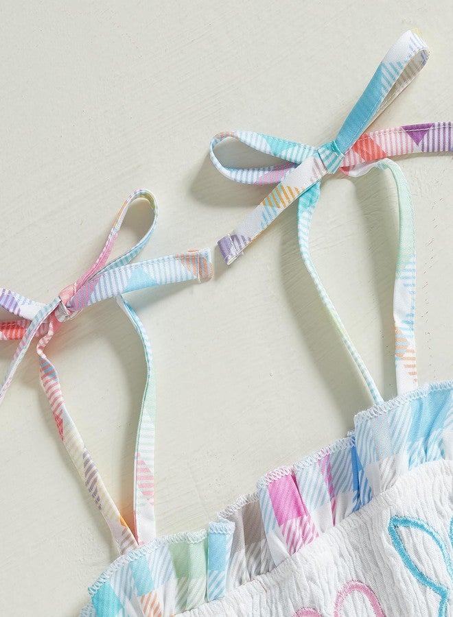 Socutebabe فستان عيد الفصح للأطفال الصغار، بدون أكمام، مزين بتطريز أرنب، طقم ملابس صيفية لطيفة (متعدد الألوان، من سنتين إلى ثلاث سنوات) - Image 5