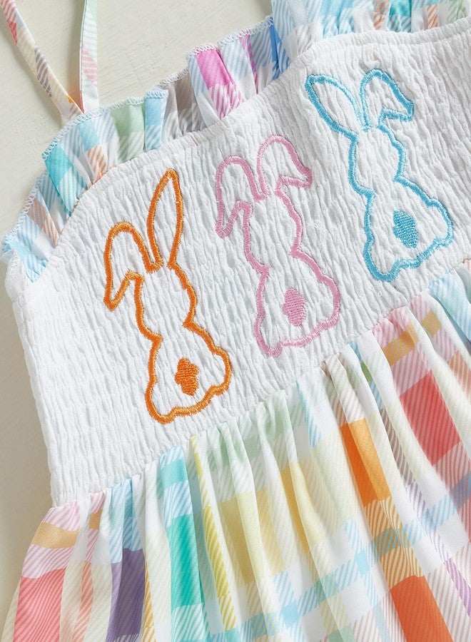 Socutebabe فستان عيد الفصح للأطفال الصغار، بدون أكمام، مزين بتطريز أرنب، طقم ملابس صيفية لطيفة (متعدد الألوان، من سنتين إلى ثلاث سنوات) - Image 2