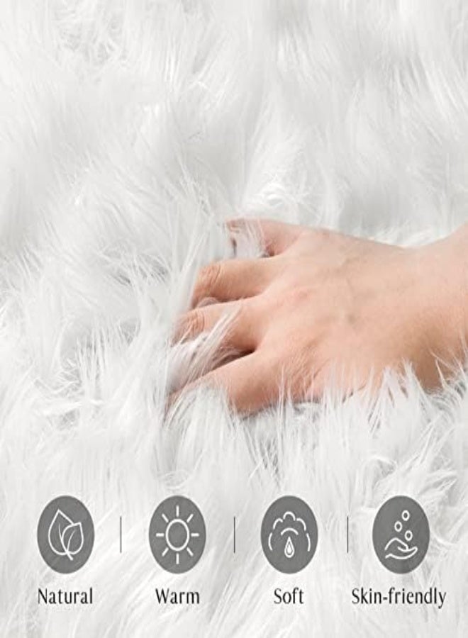 AKDC (0.6M X 0.9M, White) - Ashler Soft Faux Sheepskin Fur Chair Couch Cover Area Rug For Bedroom Floor Sofa Living Room 0.6M X 0.9M (White) - Image 3