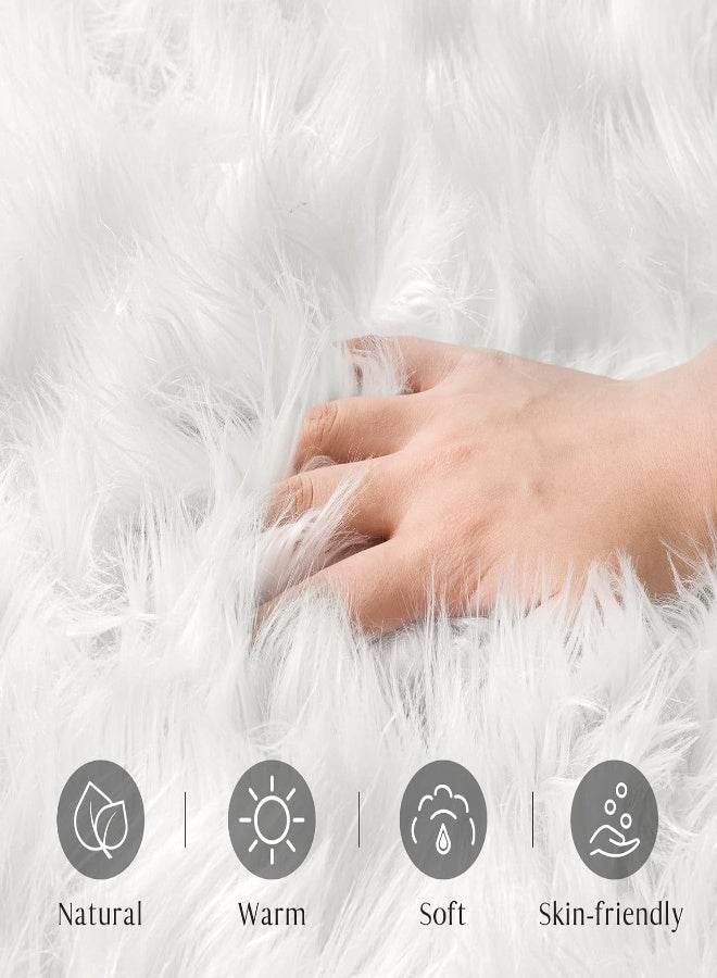 AKDC (0.6M X 0.9M, White) - Ashler Soft Faux Sheepskin Fur Chair Couch Cover Area Rug For Bedroom Floor Sofa Living Room 0.6M X 0.9M (White) - Image 5
