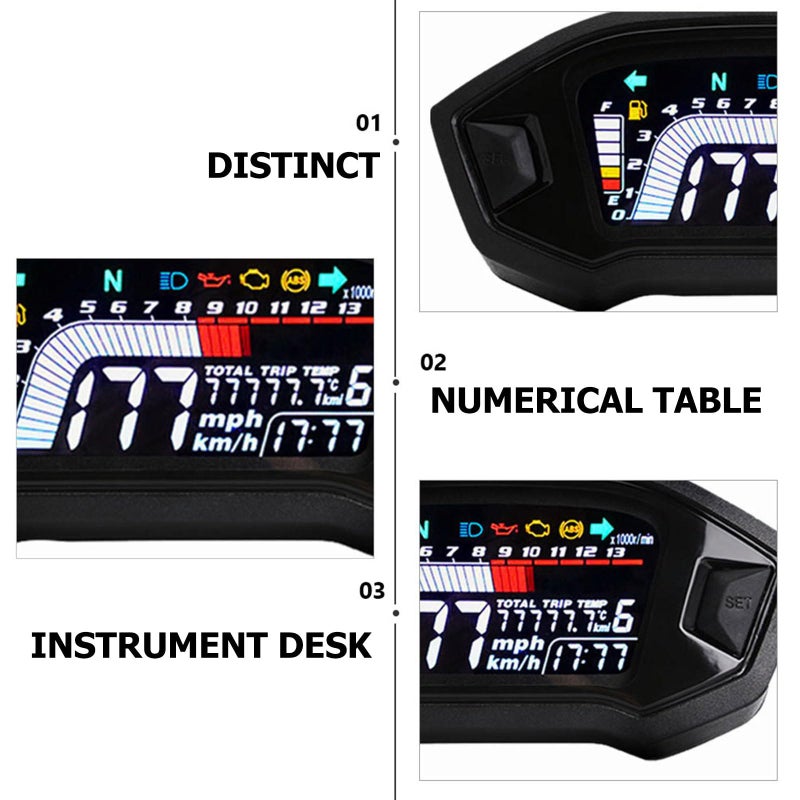 Universal Motorcycle Digital Speedometer Gauge With LCD Odometer Tachometer And Water Temperature Display - Image 4