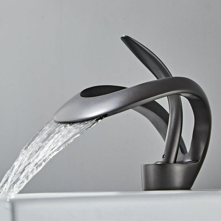 PROSFIA PROSFIA Functional and Stylish Waterfall Tap for Washbasins Modern Matte Black Bathroom Sink Tap Premium Loop Design with Waterfall Spout and Durable Build for Elegant Homes  - Image 1
