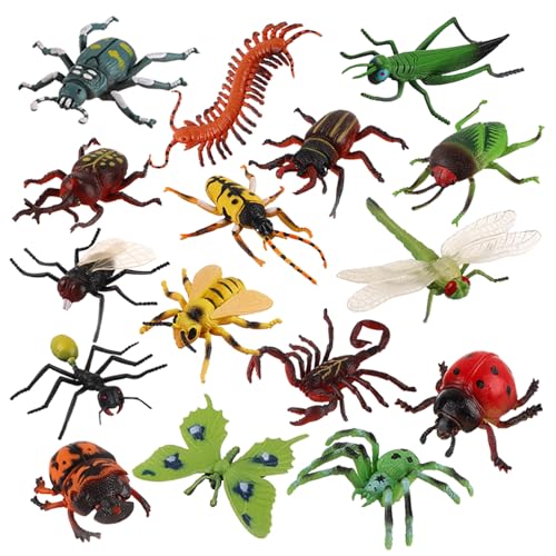JOKFEICE Insect Toy Figures 16pcs Large Realistic Bugs Including Dragonfly Spider Mosquito Educational Learning Toys Cake Toppers Birthday for Kids - Image 1