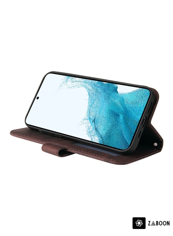 Zaboon Protective Case For Samsung Galaxy A34 5G Skin Feel Life Tree Metal Button Leather - Image 5