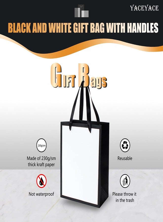 YACEYACE White and Black Gift Bags with Ribbon Handles Bulk, 20Pcs 8"x4.25"x10.5" Medium White and Black Paper Gift Bags for Party,Birthday,Wedding - Image 5