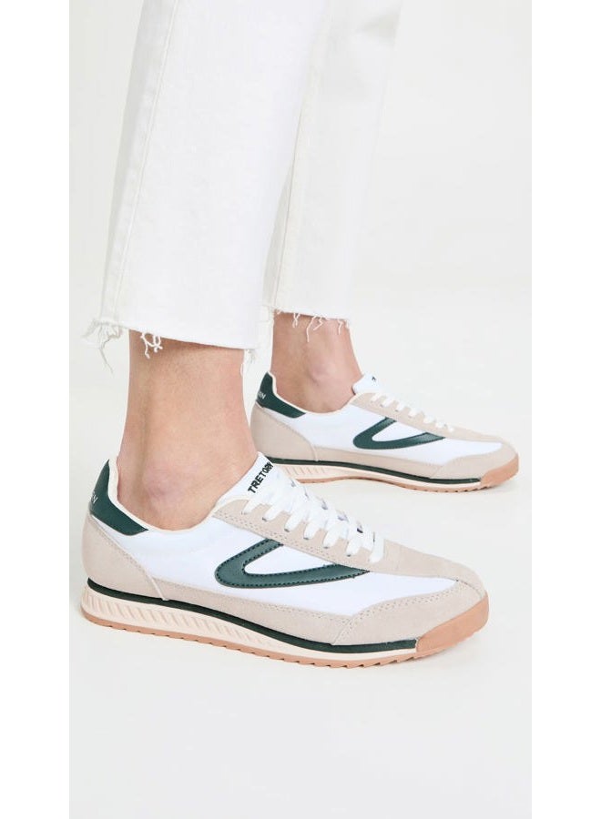 Tretorn Women's Rawlins Sneakers Lace-Up Casual Tennis Shoes with Classic Vintage Style, White/Green, 9 - Image 2