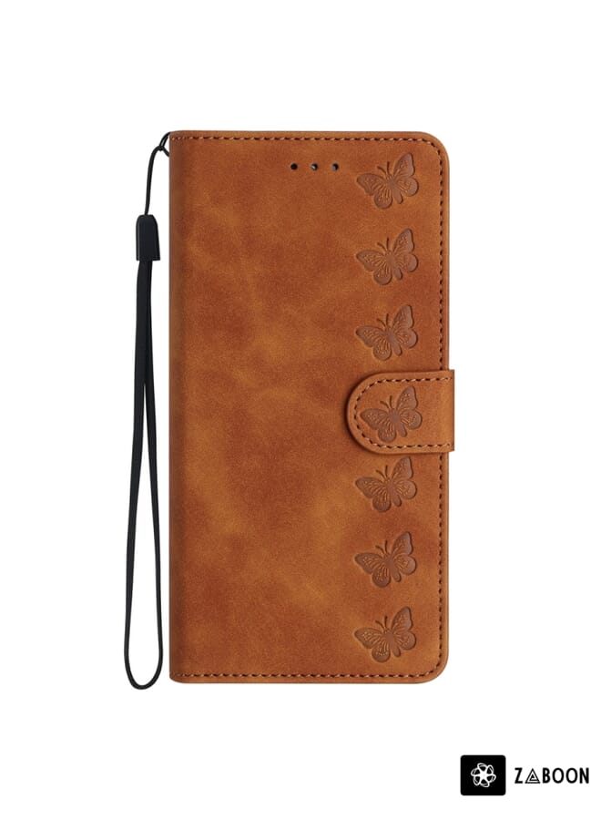 Zaboon Protective Case For Samsung Galaxy A12 5G Seven Butterflies Embossed Leather - Image 2