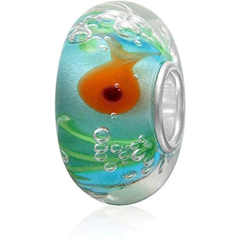 925 Sterling Silver &Pendant Charms Little Fish Lampwork Murano Glass Beads Fashion Bracelets for Women