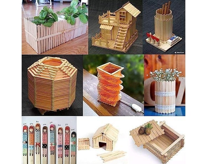 SANWALSA [Pack of 200 Sticks, 4.5 inch] Wooden Ice Cream Sticks | Popsicle Sticks | Ice Cream Sticks for DIY Crafts, School Projects - Image 4