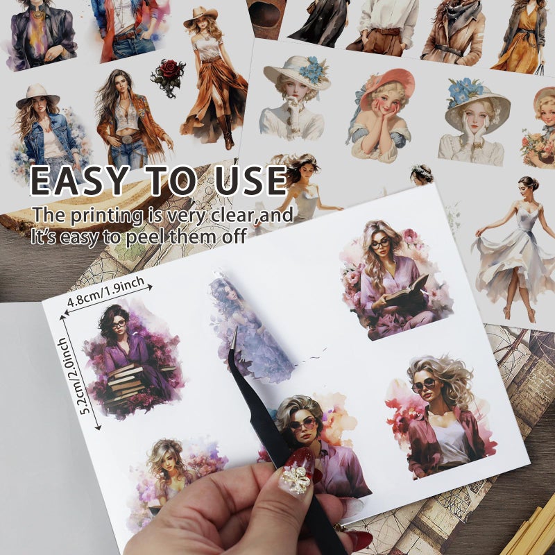 Bomichi People Sticker Book for aldult Girl, 40 Sheets 299 Pcs Aesthetics Stickers for Journaling Scrapbooking Bullet Journals Planners Letter Card Making Collage Art Crafts Water Bottle DIY - Image 3