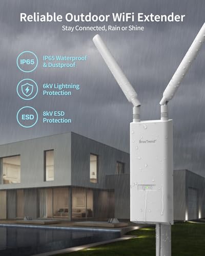 BrosTrend AC1200 Outdoor WiFi Extender Long Range Dual Band 5GHz 24GHz IP65 Weatherproof Gigabit Signal Booster PoE Powered with Passive PoE Injector 2x 5dBi Antennas Works for Yard Farm RV - Image 3