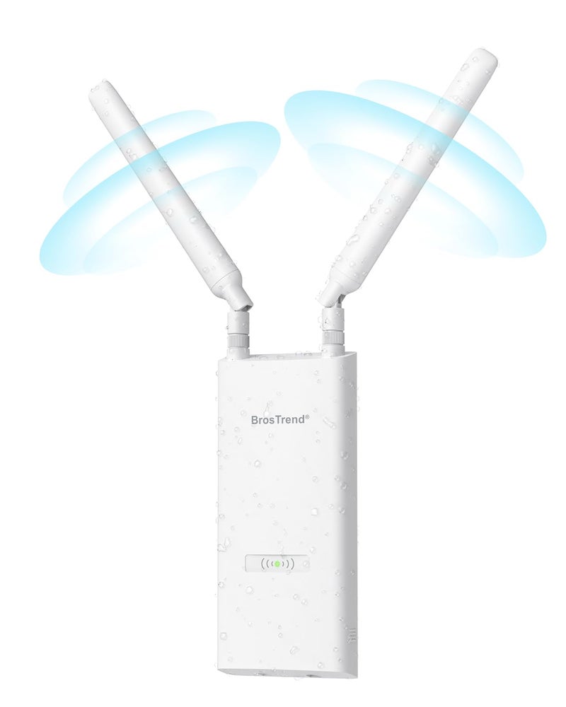 BrosTrend AC1200 Outdoor WiFi Extender Long Range Dual Band 5GHz 24GHz IP65 Weatherproof Gigabit Signal Booster PoE Powered with Passive PoE Injector 2x 5dBi Antennas Works for Yard Farm RV - Image 2