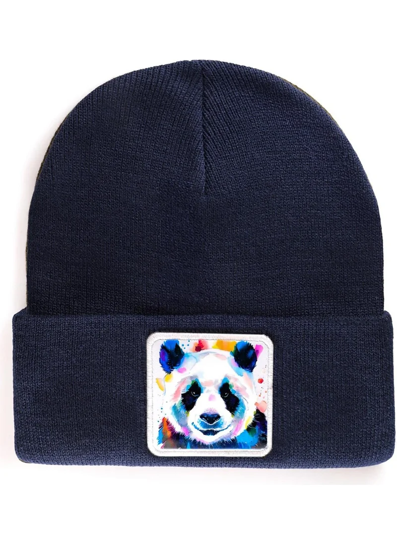 Black Börk Blackbörk V1 Acrylic Panda - Unisex Navy Blue Beanie with 7 Code Logo