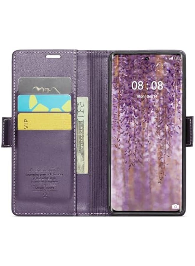 RFID Blocking Leather Flip Case for Oppo Realme 11Pro\/11Pro Plus - Purple - Image 2