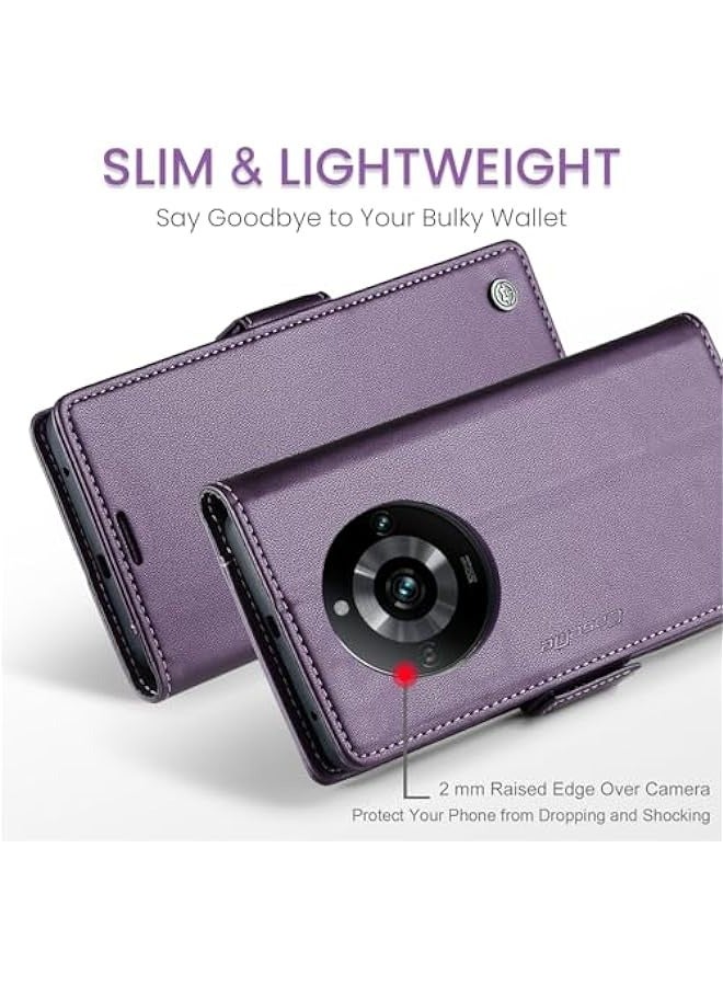 RFID Blocking Leather Flip Case for Oppo Realme 11Pro\/11Pro Plus - Purple - Image 3