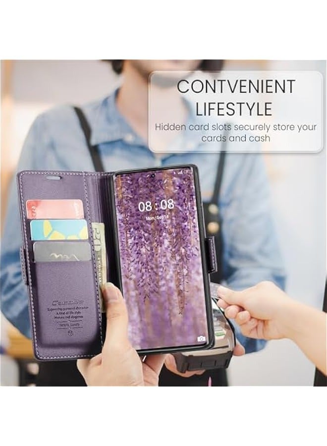 RFID Blocking Leather Flip Case for Oppo Realme 11Pro\/11Pro Plus - Purple - Image 5