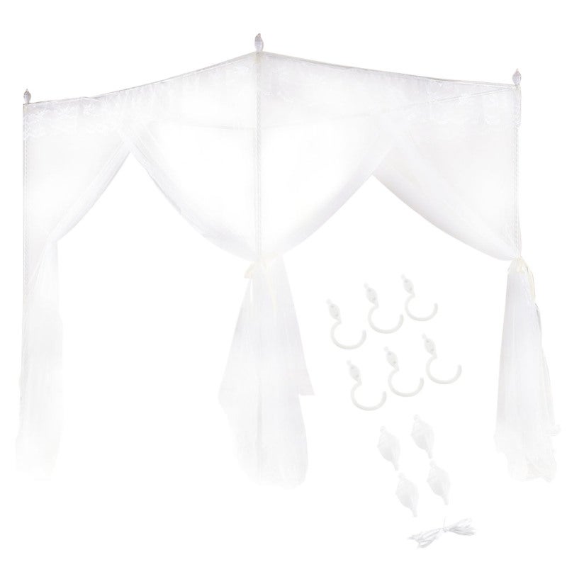 Princess Bed Canopy: 3 Side Openings Breathable Polyester Mesh Net - Sturdy Durable Lace Design Bed Net for Girls Bedroom Ladies Bedroom Decor - Image 3
