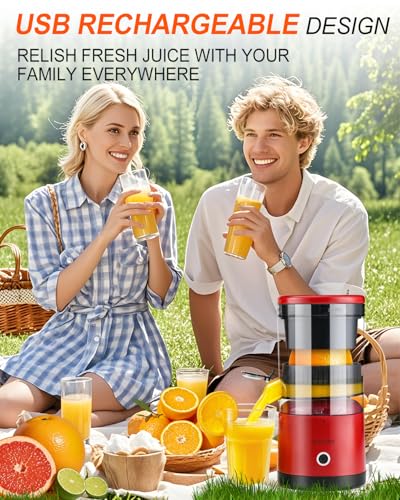 DUSENHO Electric Citrus Juicer Rechargeable - Electric Juicer Machines with USB and Cleaning Brush Portable Compact Juicer for Orange, Lemon, Limes - Image 3