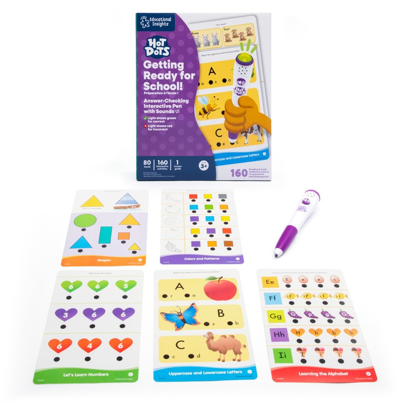 Educational Insights Hot Dots Getting Ready for School! - Preschool Learning Activities with Interactive Pen, Preschool Prep and Kindergarten Workbooks, Flash Cards & Learning Books for 3+ Year Olds - Image 1